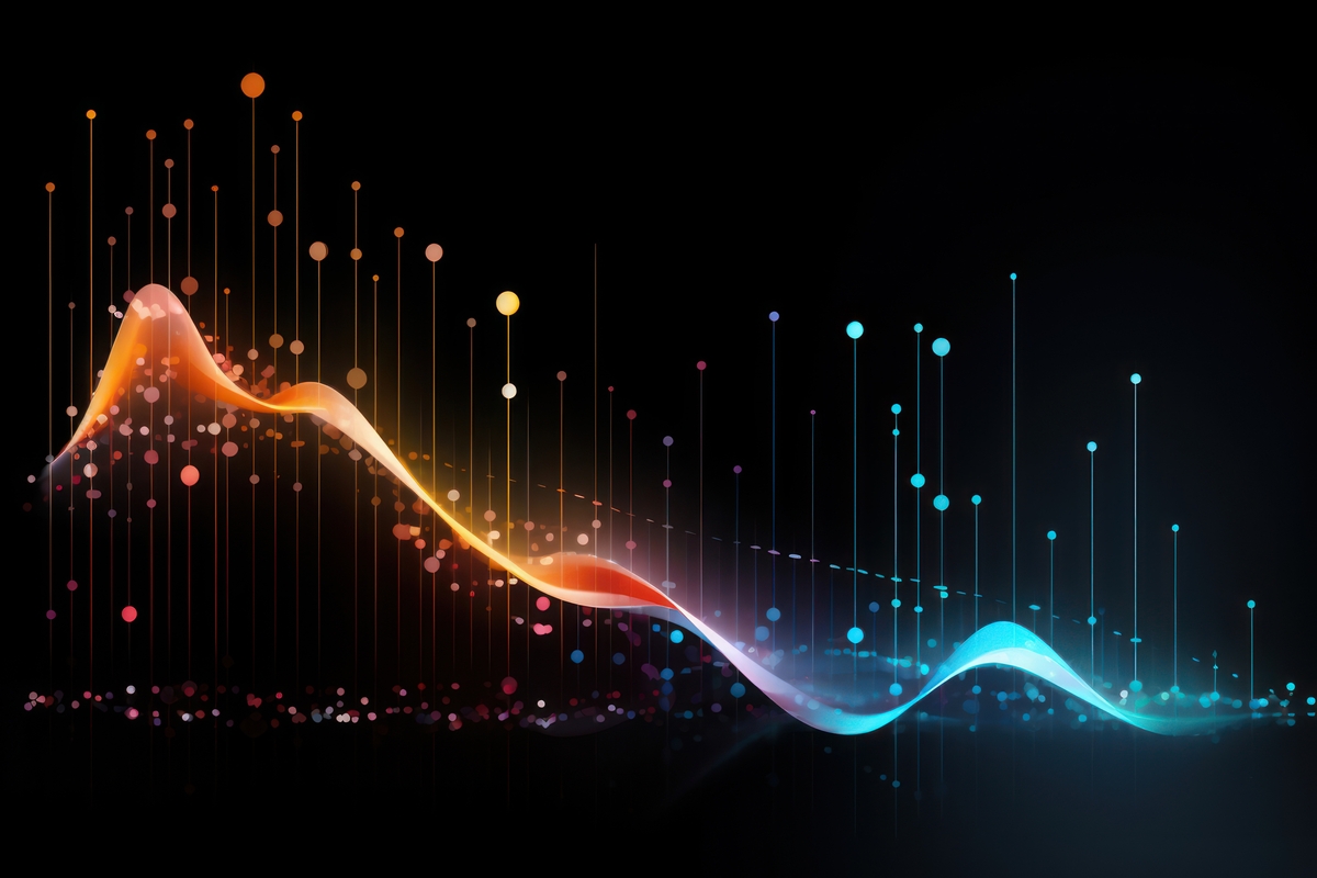 ilustração: Fundo de notas musicais com luz abstrata.